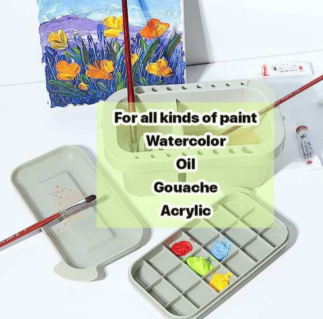 3 in 1 Brush Washing Bucket with Color Palette Watercolor Paint Case Pen Cleaning Set