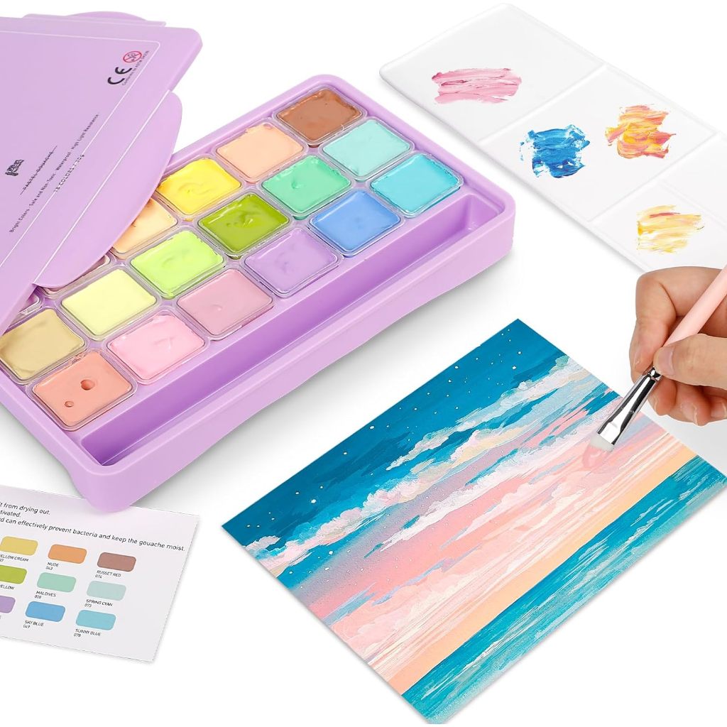 MIYA HIMI PASTEL GOUACHE PAINT SET, JELLY CUP, 30G/18COLORS