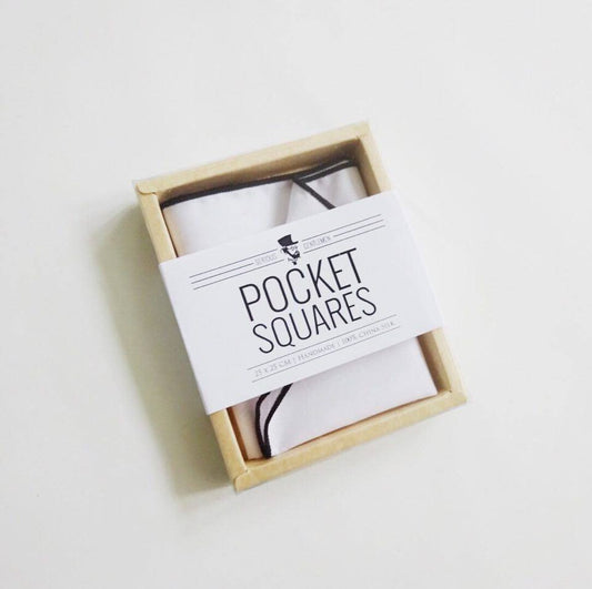 Pocket Squares (White with Black pipe)
