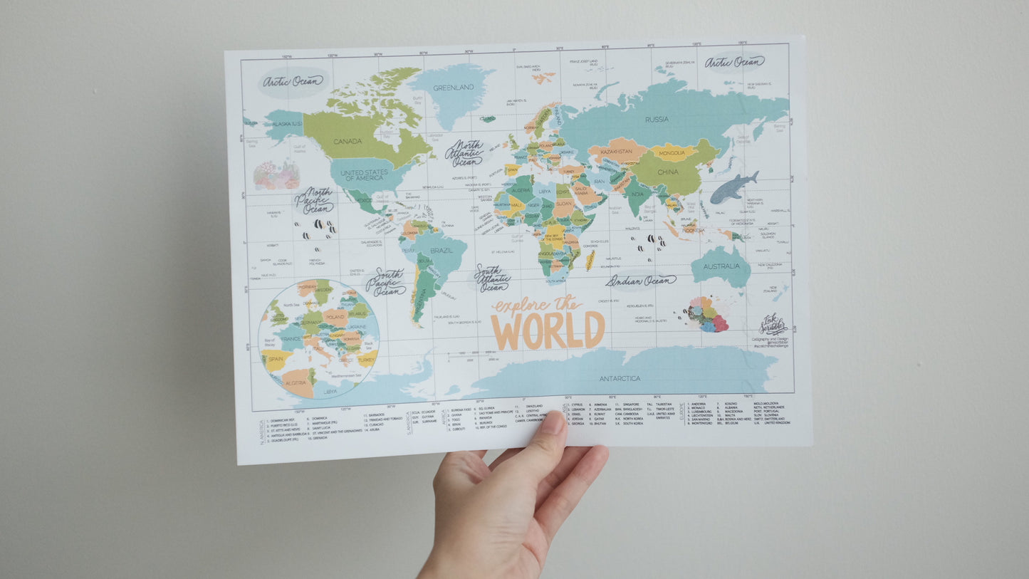 INK World Map Printable A2