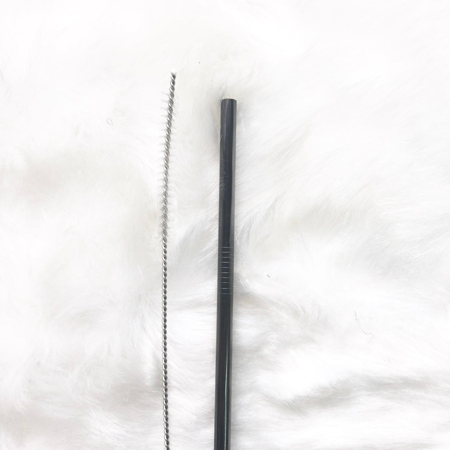 Reusable Straight Straw with cleaning brush - Black