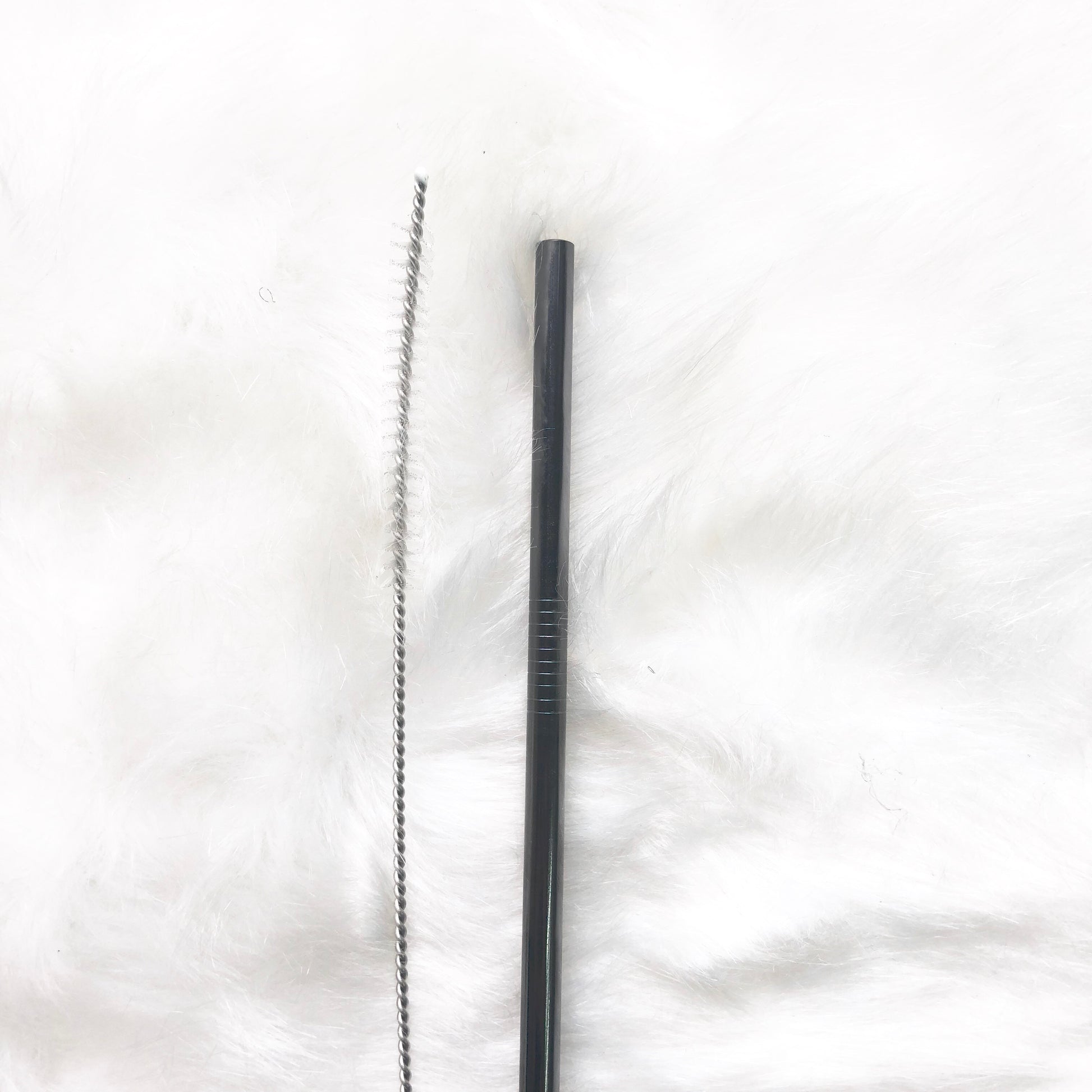 Reusable Straight Straw with cleaning brush - Black