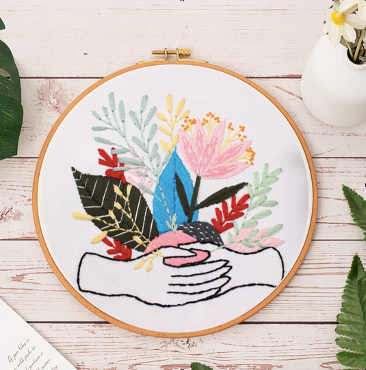 Holding Flowers Embroidery Kit - The Craft Central
