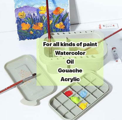 3 in 1 Brush Washing Bucket with Color Palette Watercolor Paint Case Pen Cleaning Set
