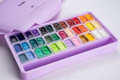 MIYA Himi Gouache Paint Set, 36 Colors X 12Ml Unique Jelly Cup Design, Portable Case Lilac color