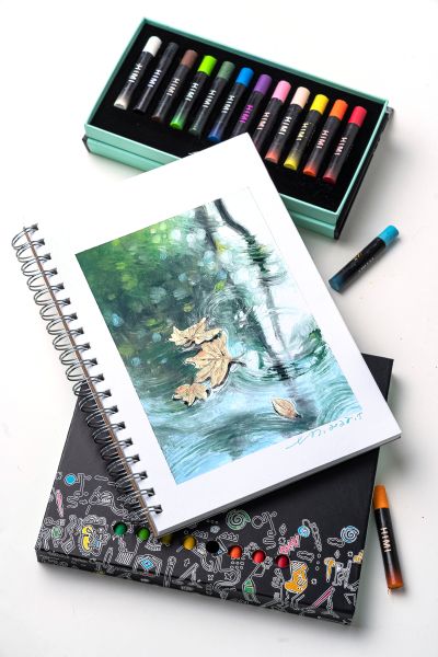 HIMI Gouache Pad 7X10'' 50 Sheets Mix Paper Pad, Side Wire