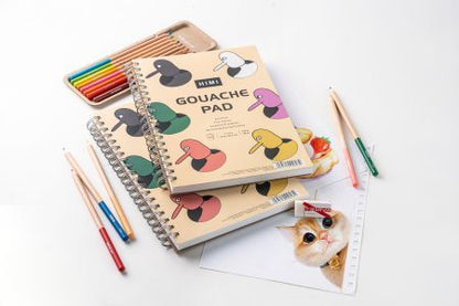 HIMI Gouache Pad 7X10'' 50 Sheets Mix Paper Pad, Side Wire