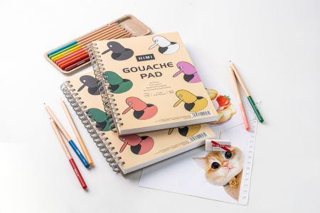 HIMI Gouache Pad 7X10'' 50 Sheets Mix Paper Pad, Side Wire