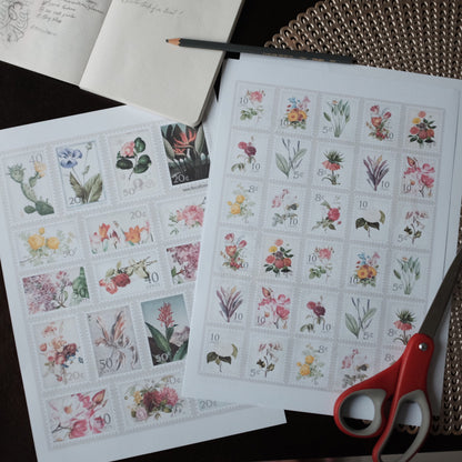 TCC Postage Stamps Florals - Printable Stickers