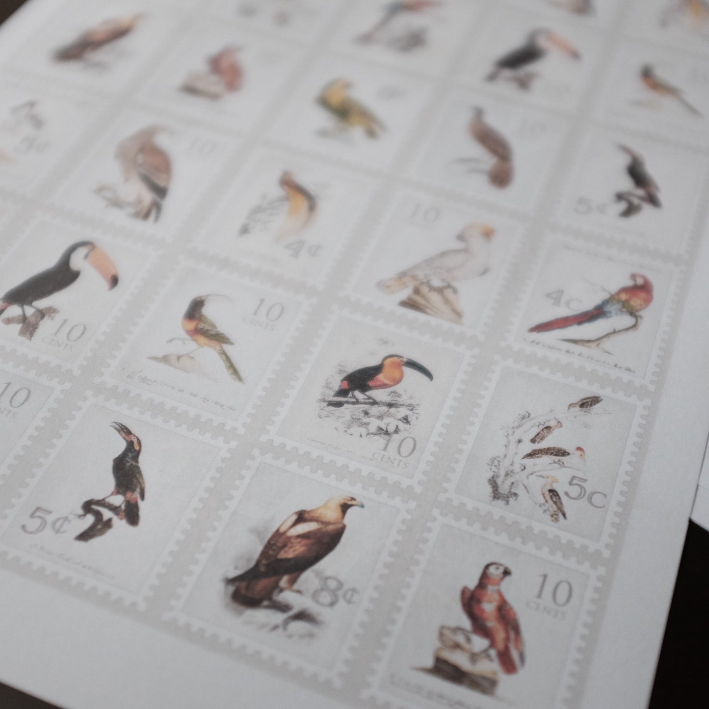 TCC Postage Stamps Birds - Printable Stickers