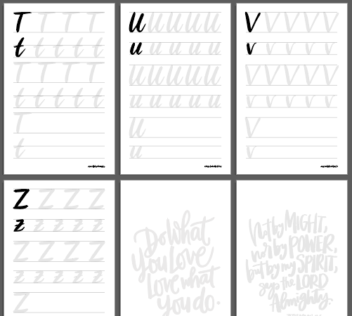 TCC Printable Workbook: Basic Brush Letters