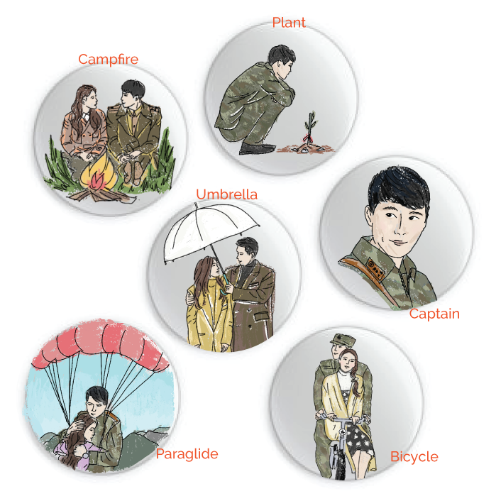 Crash Landing On You Button Pins - The Craft Central