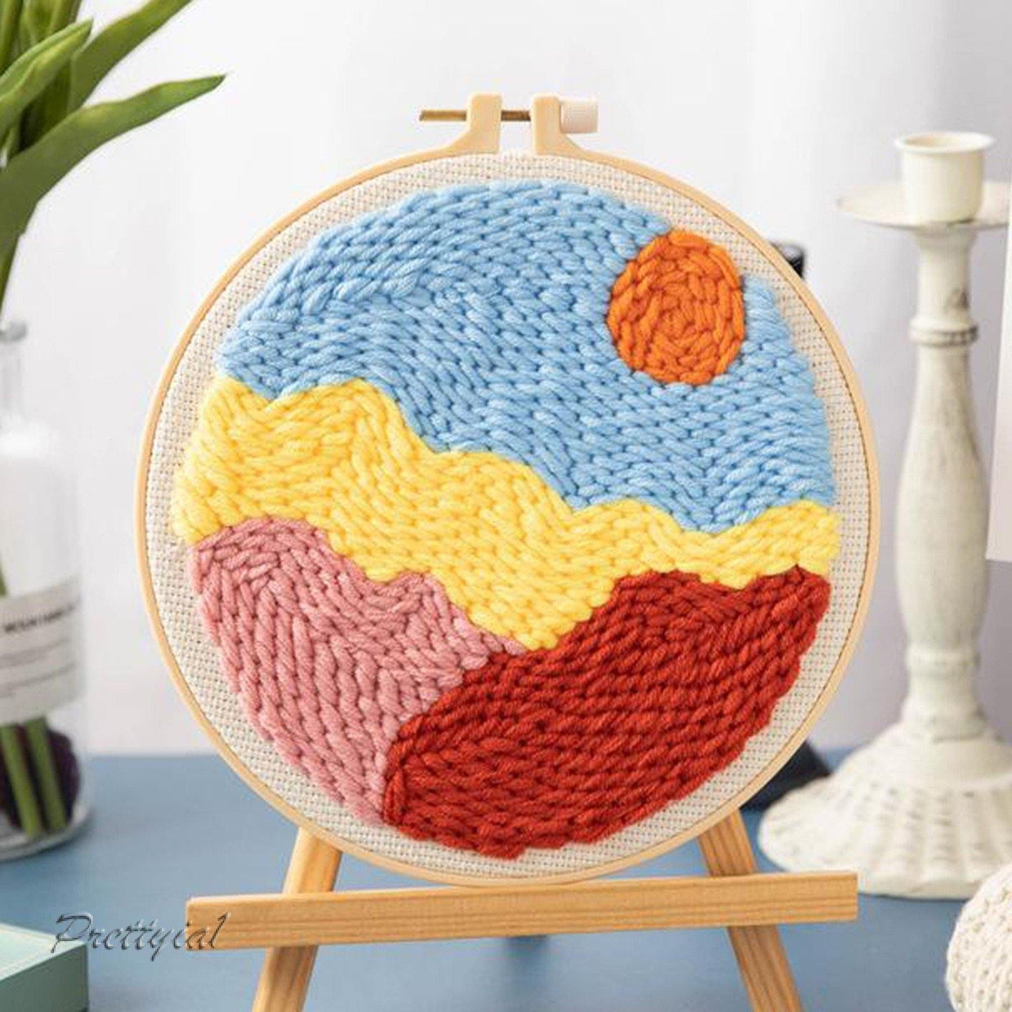 Red Orange Landscape Punch Needle Kit - The Craft Central