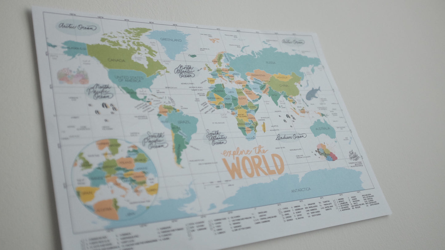 INK  World Map Printable A2