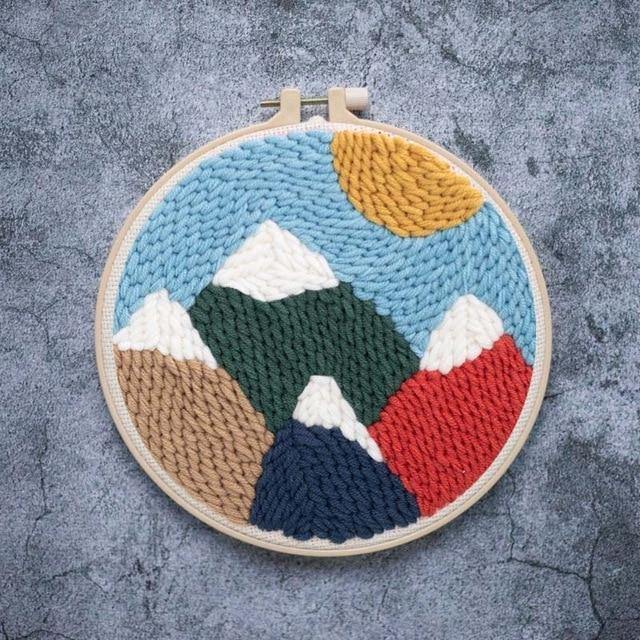 Colorful Mountain Landscape Punch Needle Kit - The Craft Central
