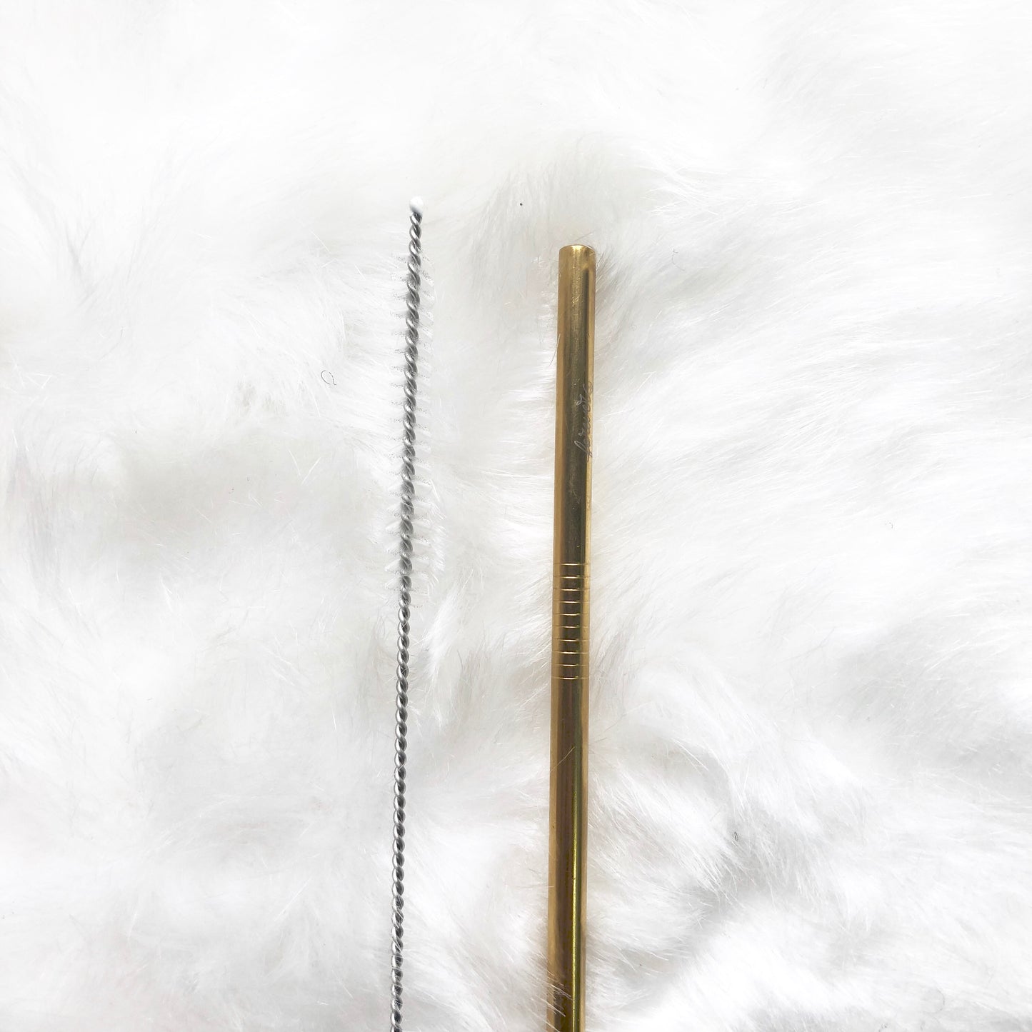 Reusable Straight Straw with cleaning brush- Gold