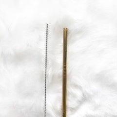 GUB Reusable Straight Straw with cleaning brush- Gold