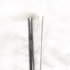 GUB Reusable Milktea Straw with cleaning brush - Silver