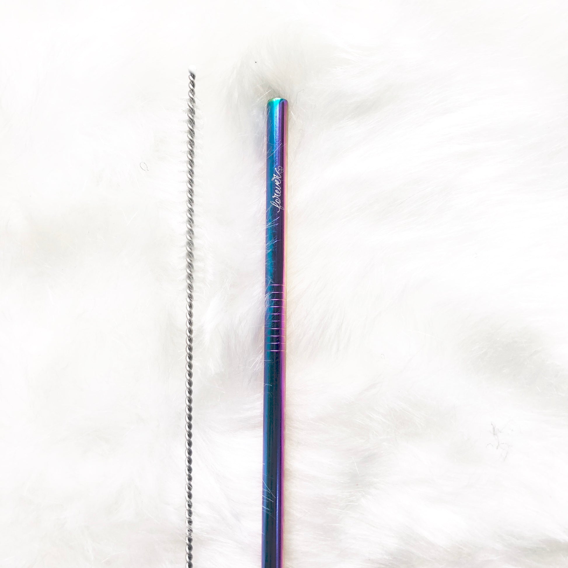 Reusable Straight Straw with cleaning brush - Mermaid