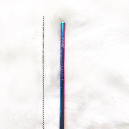 Reusable Straight Straw with cleaning brush - Mermaid