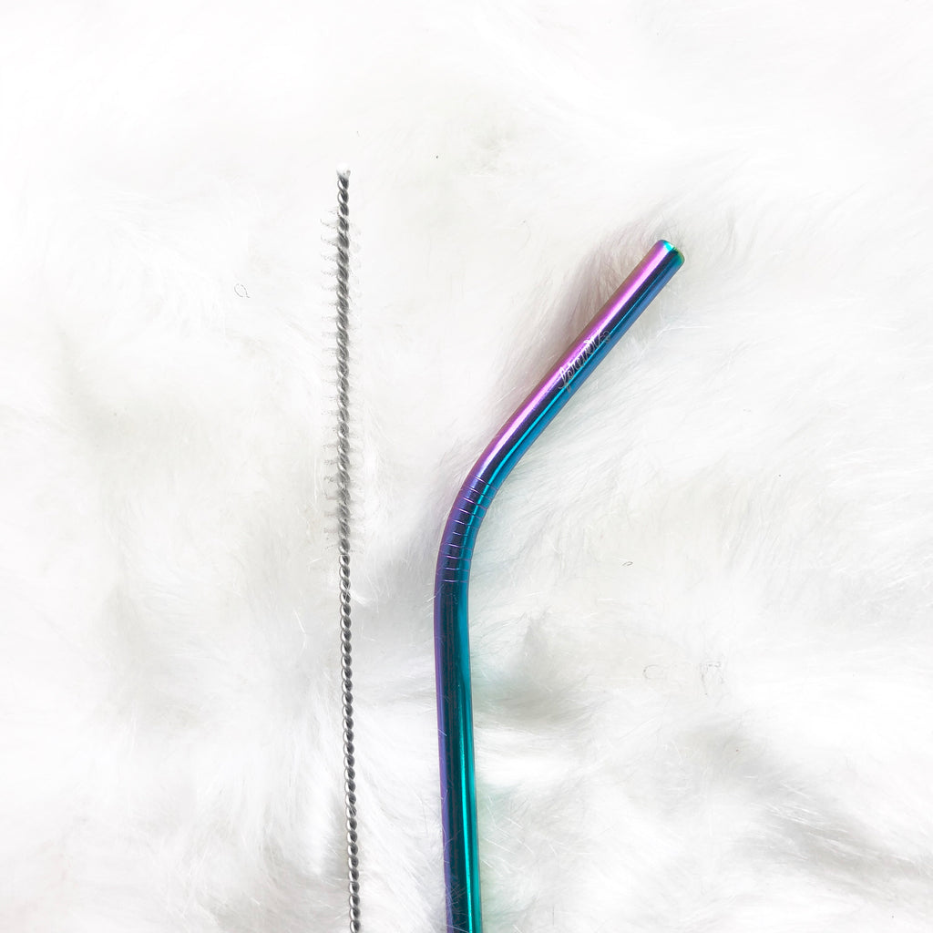 GUB Reusable Bent Straw with cleaning brush - Mermaid