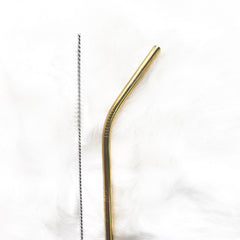 GUB Reusable Bend Straw with cleaning brush- Gold