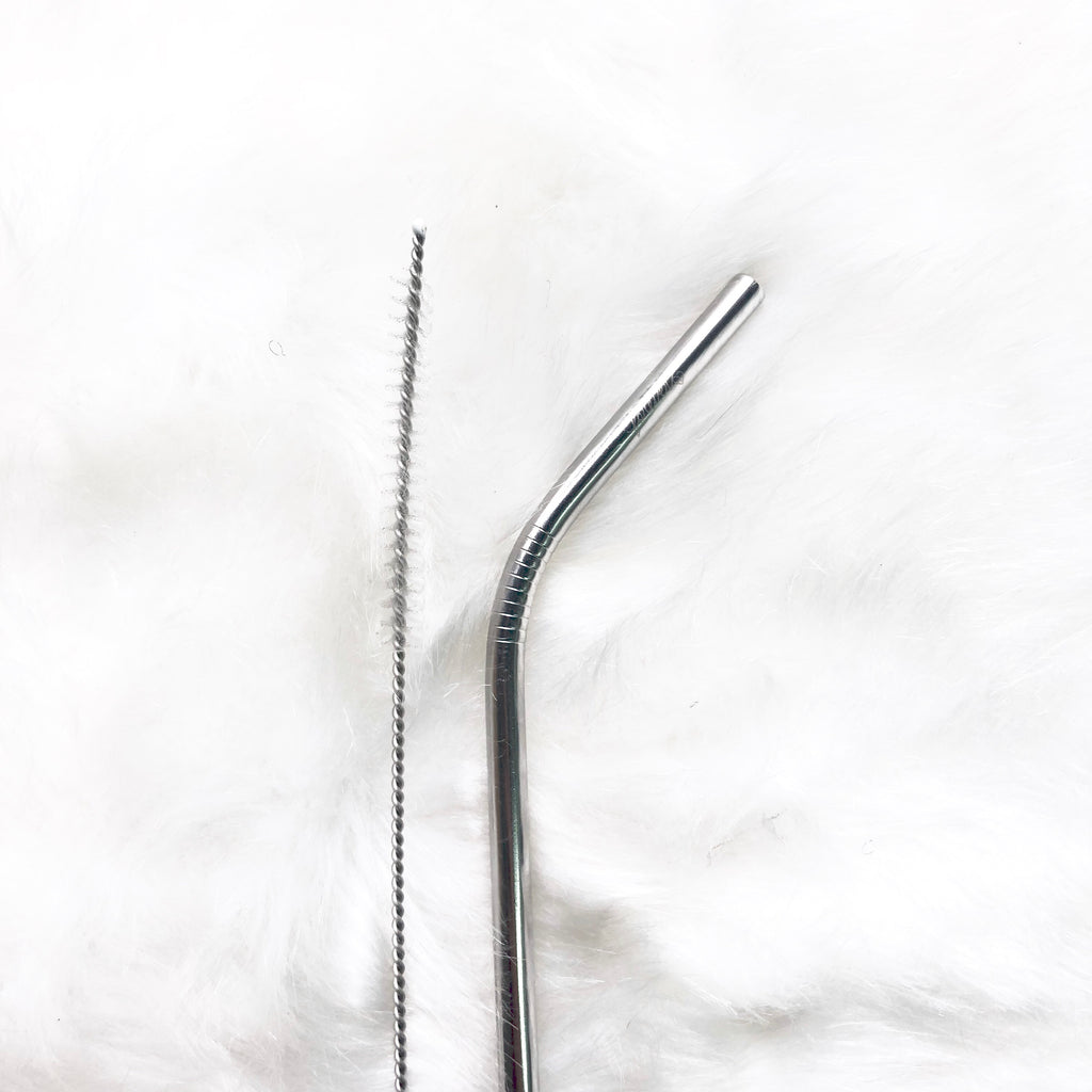 GUB Reusable Bend Straw with cleaning brush- Silver