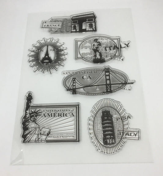 World Landmarks Sticky Stamp